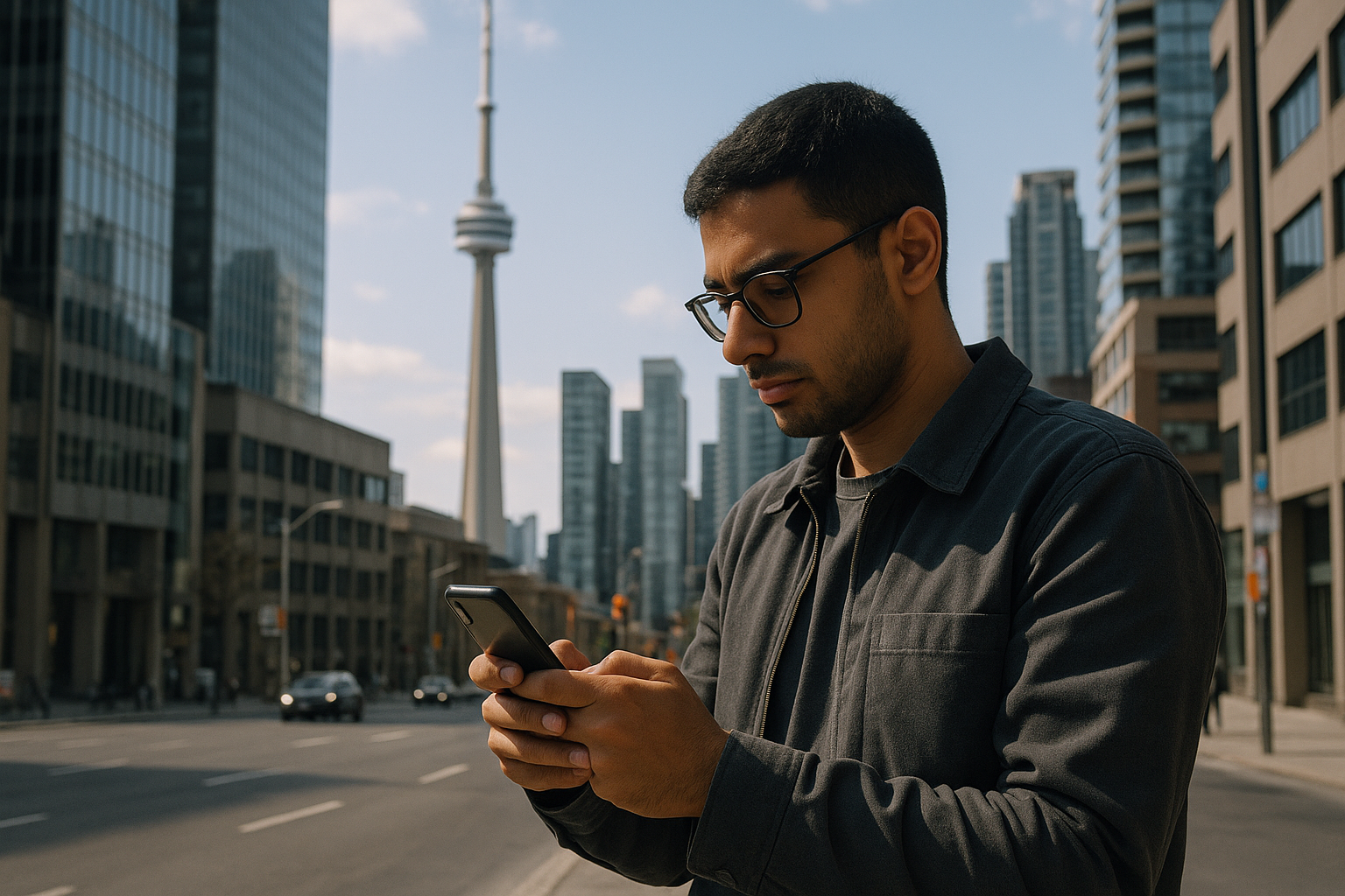 someone using a smartphone in toronto